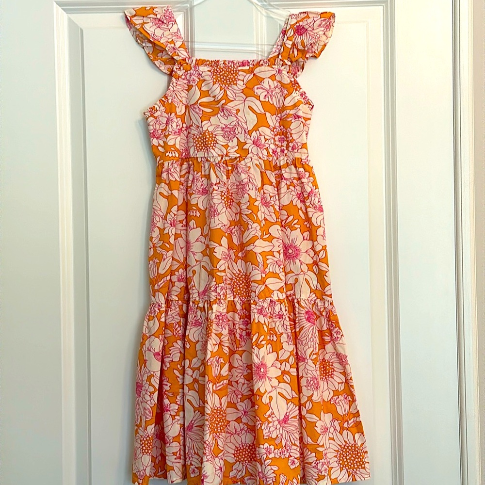 Cute J Crew Orange, Pink & White Floral Dress Size 7. Excellent Condition
